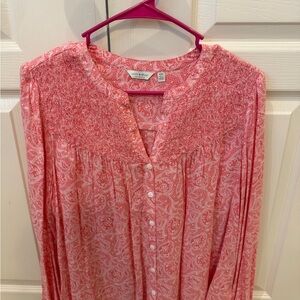 Lucky Brand Pink Paisley Button-Front Blouse - size M